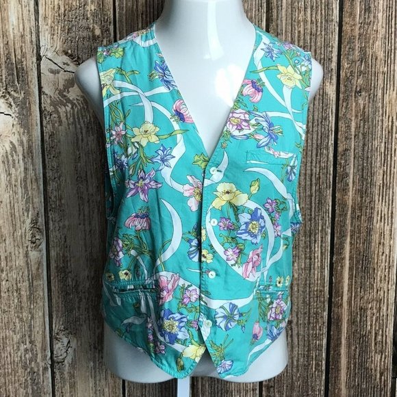 Liz Wear Vintage Women's Button Up Vest ~ Sz M - Picture 1 of 3